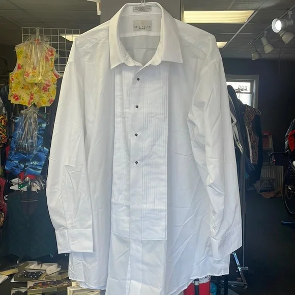 neil allyn dress shirt Neil Allyn Classic Fit Pique Wing Collar Tuxedo Dress Shirt in Tuxedo White Mens Formal Mardi Gras Shirt, Size L 34/35